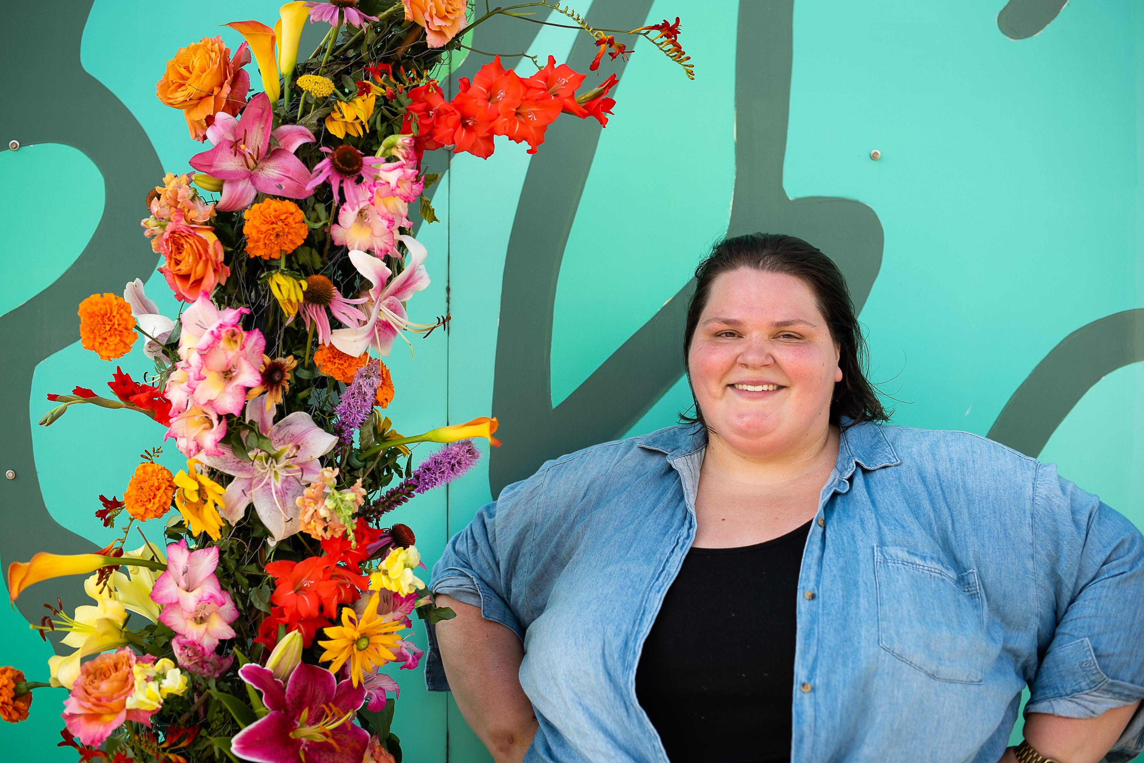 Marisa Mender-Franklin with her flowers