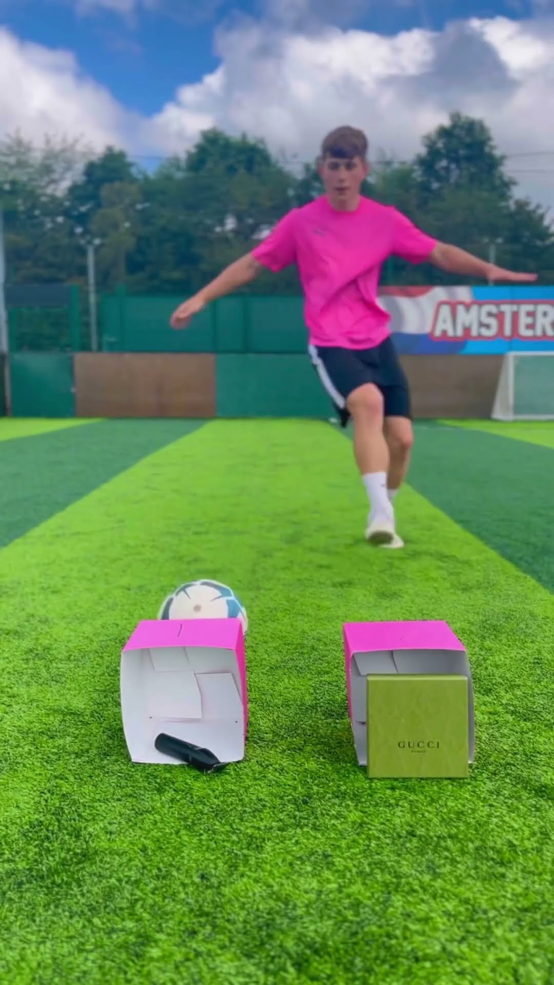 Football challenge with random mystery boxes