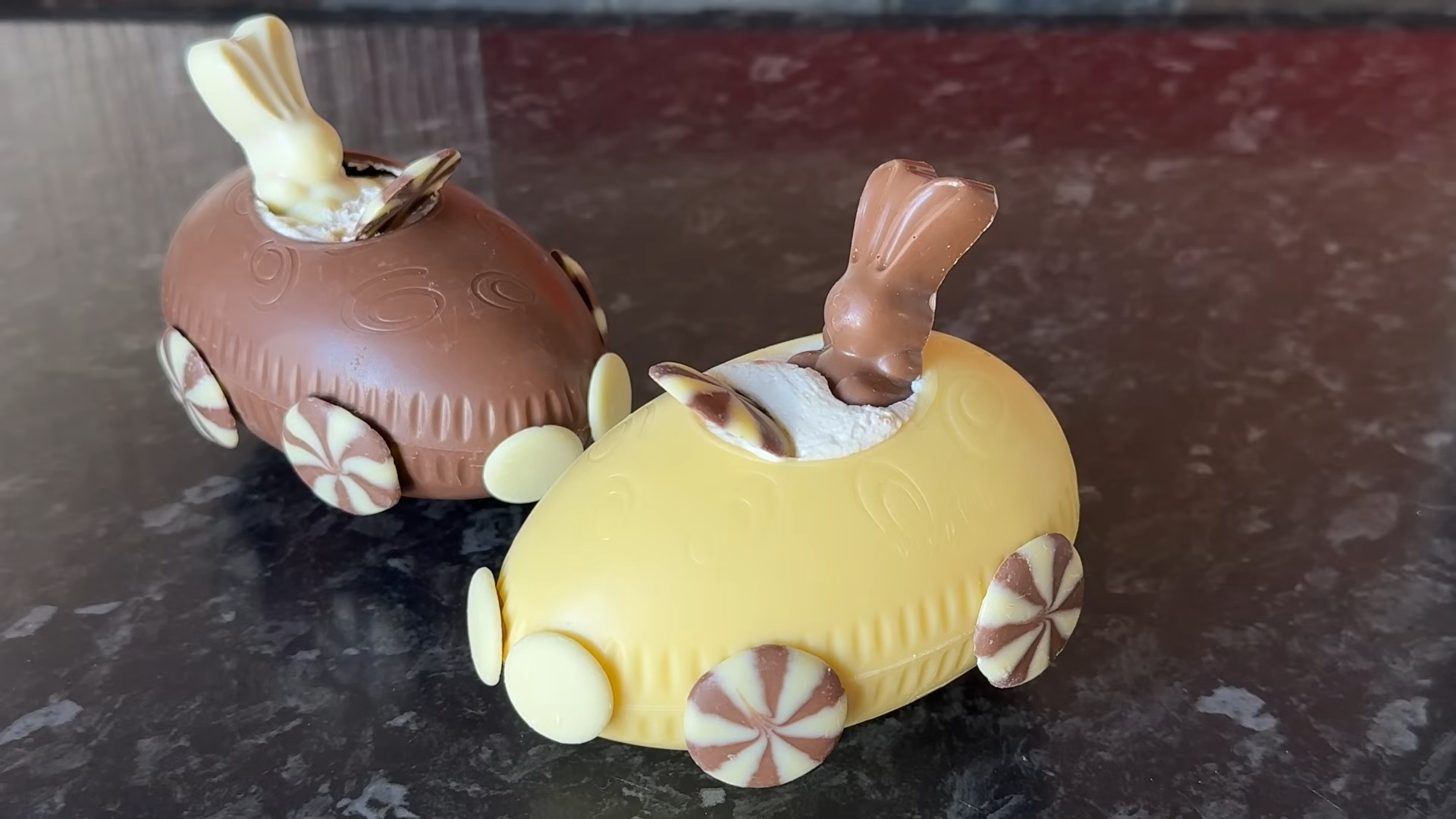 Turning chocolate eggs into no bake cheesecake cars