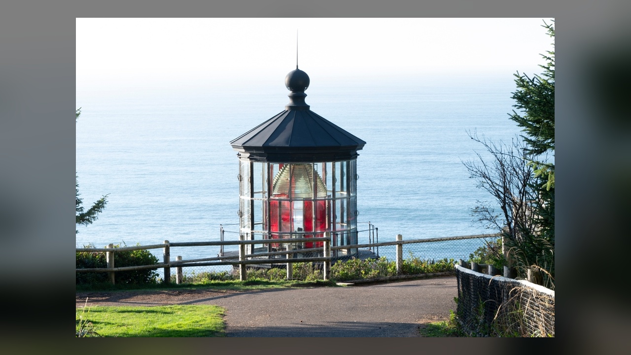 A 38-foot lighthouse and a tree with six trunks share one small cape on ...