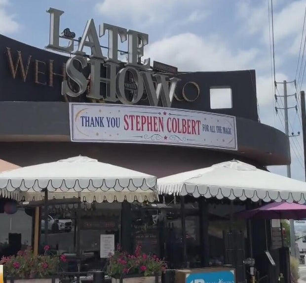 The Late Show with Stephen Colbert sign moves to a West Hollywood ...