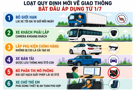 Loạt quy định mới về giao thông từ 1/7. Đồ họa: Hồ Tân (có sự trợ giúp từ công cụ AI)