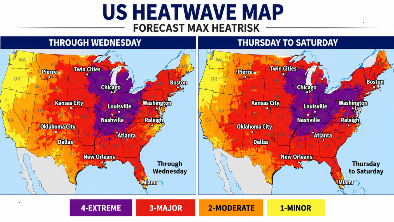 Dangerous heat dome to grip eastern US, Canada, putting over 220 ...