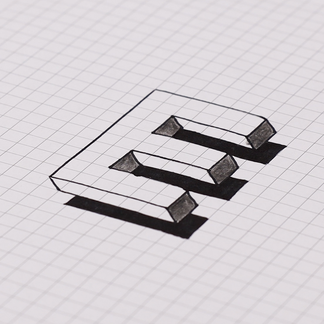 Cómo dibujar la letra E en 3D, tutorial sencillo! ️💯