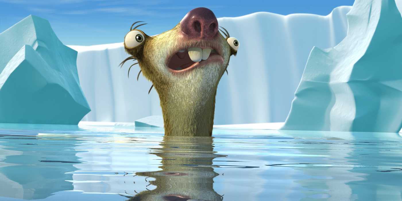 Sid sticking his head out of the water in Ice Age