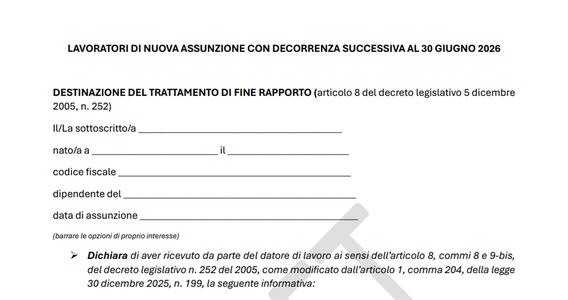 TFR al fondo pensione o in azienda? Il modulo per la scelta dal 1 ...
