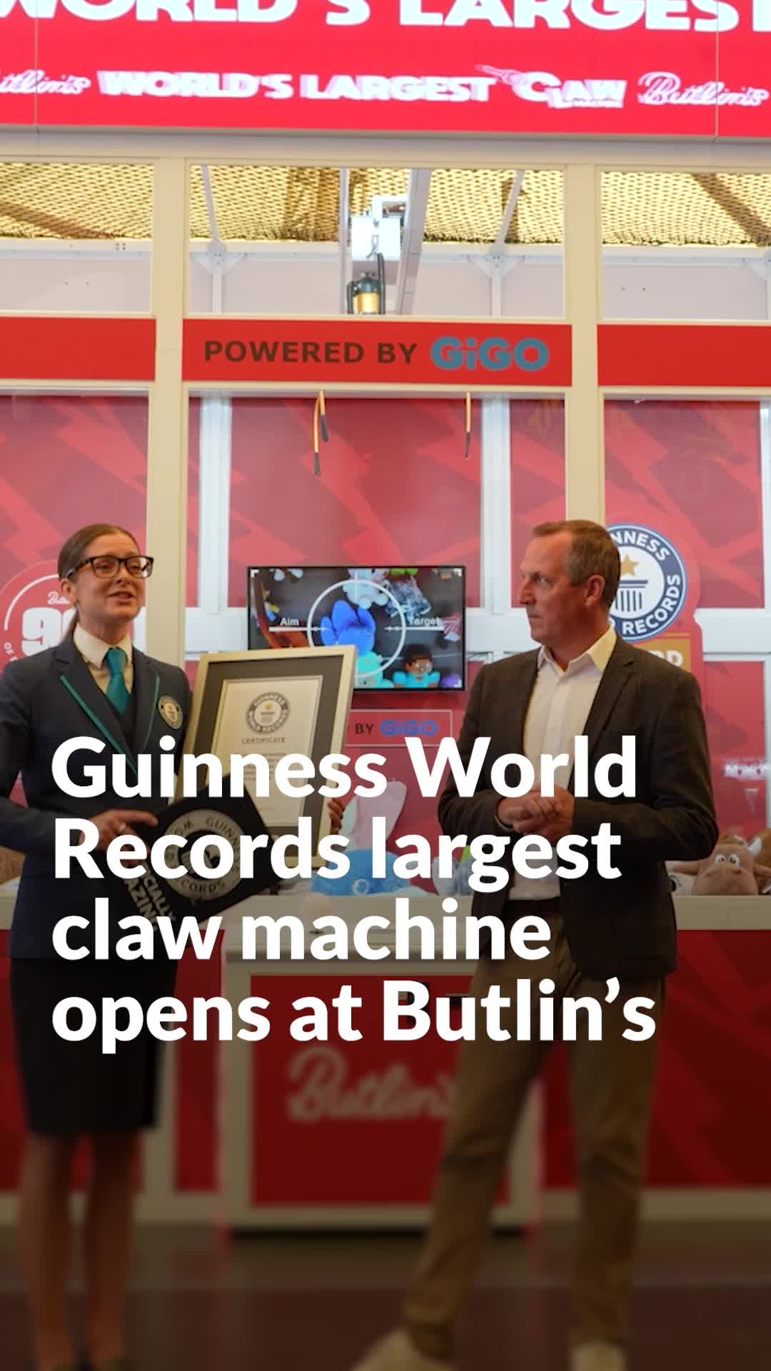 Guinness World Records largest claw machine opens at Butlin’s
