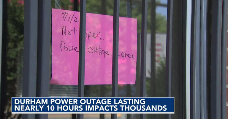 Large tree falls on power lines, causing thousands to lose power in Durham