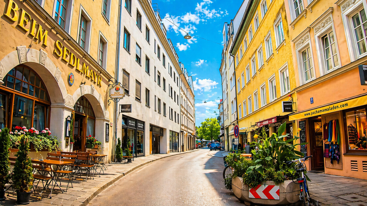 Vandring gjennom de sjarmerende gatene i Münchens gamleby (4K)