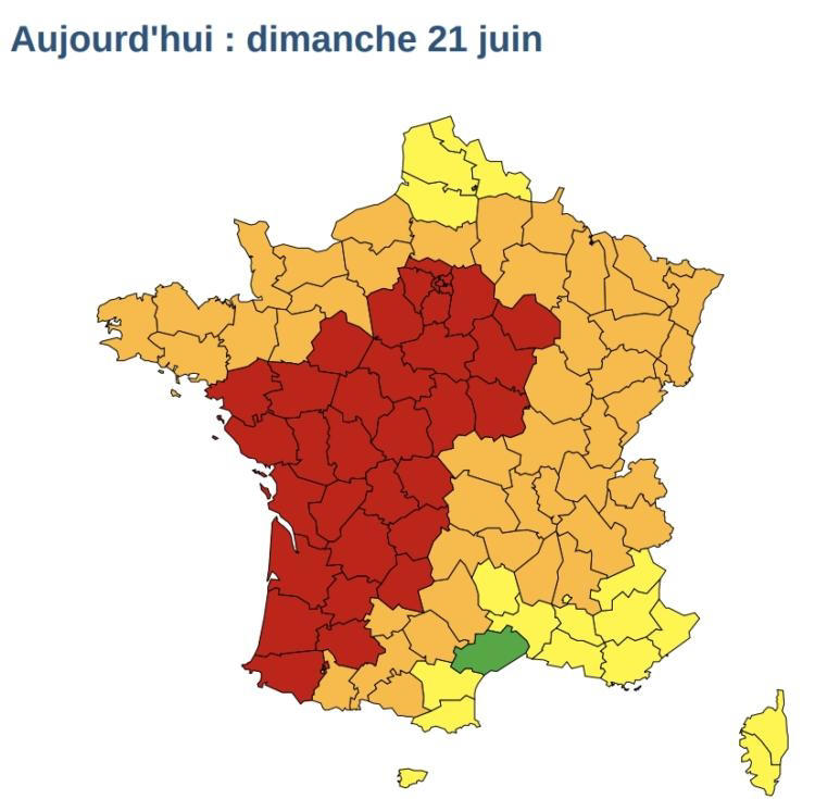Canicule : 35 départements en vigilance rouge, 45 en vigilance orange ...