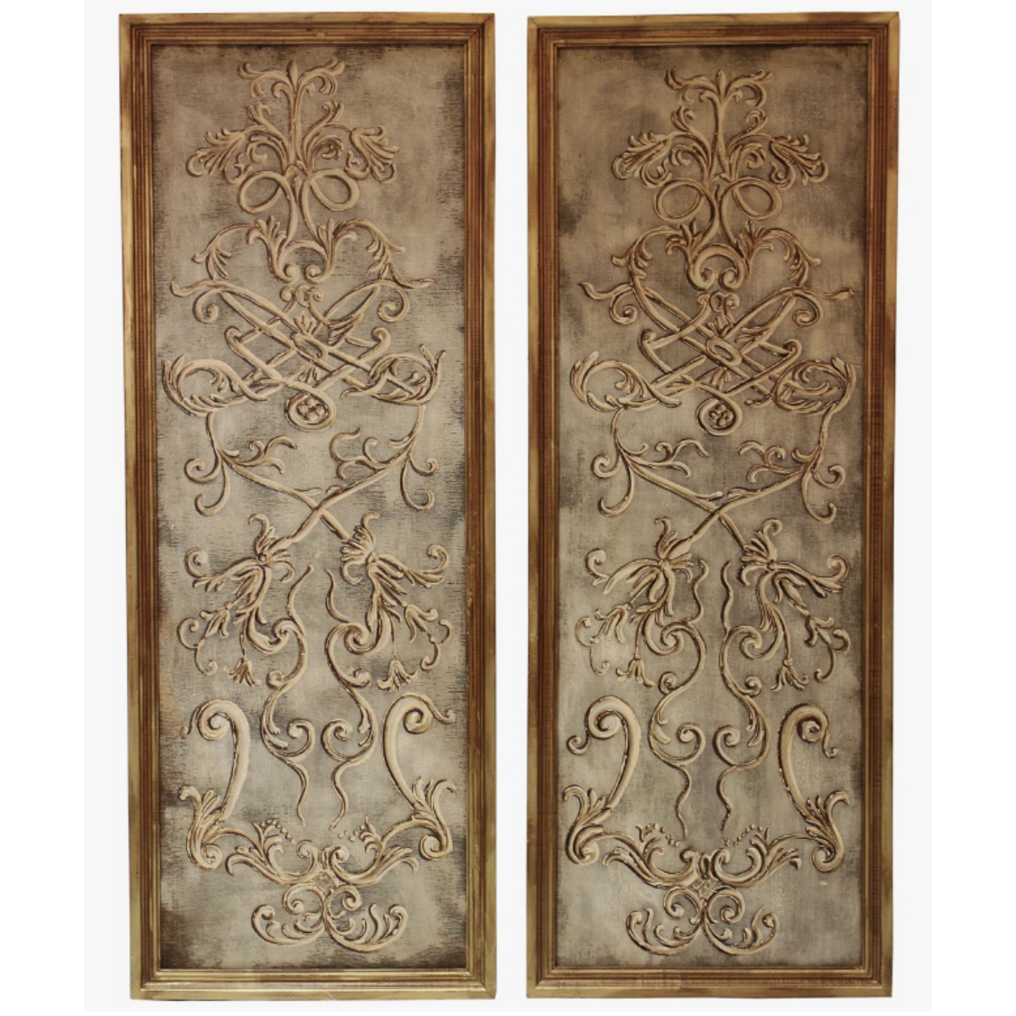 Handmade Traditional Plants & Flowers Wall Decor on Solid Wood (Set of 2)