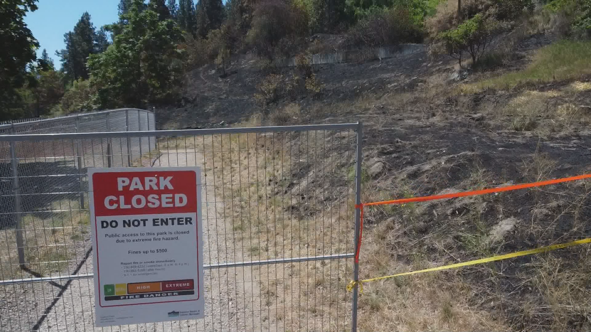 West Kelowna's Kalamoir Park to remain closed after wildfire