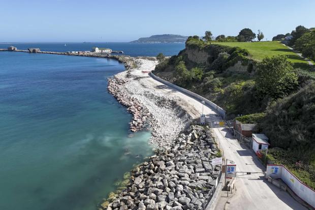New images show work progressing on new sea defence for £52m waterfront ...