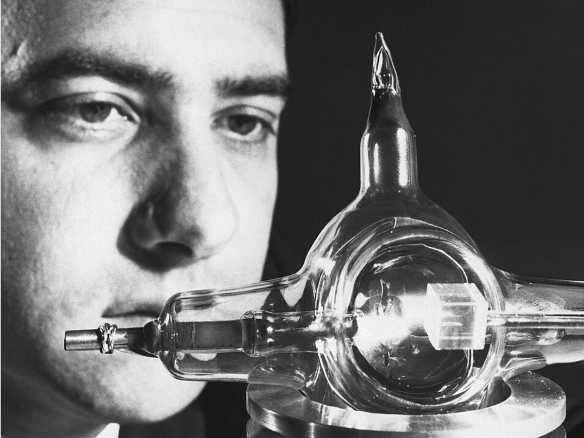 In 1960, a physicist fired a flash lamp into a synthetic ruby rod: It ...