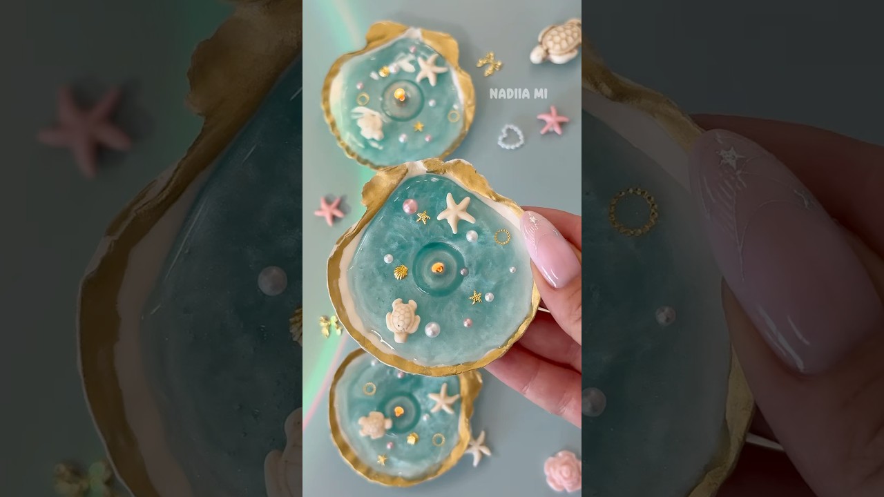 DIY shell candle 🌊 relaxing ocean sounds 🐚
