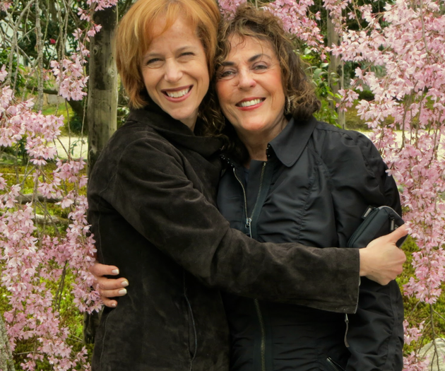 The author and her mother witnessing the cherry tree blossoms.
