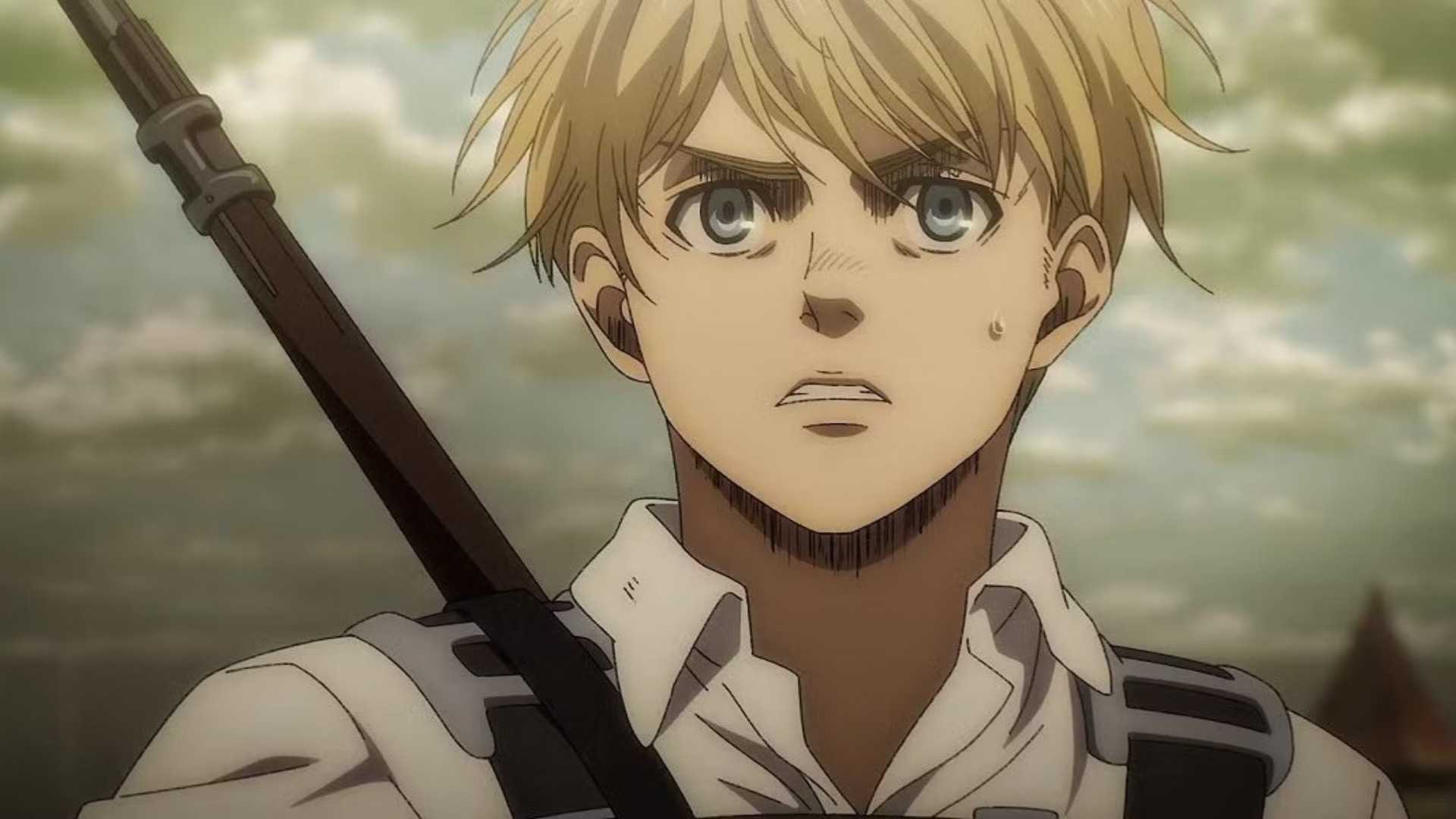 Armin Arlert looking fierce in Attack on Titan.