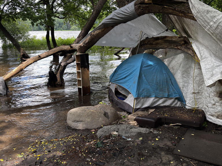 Un campement inondé à Drummondville