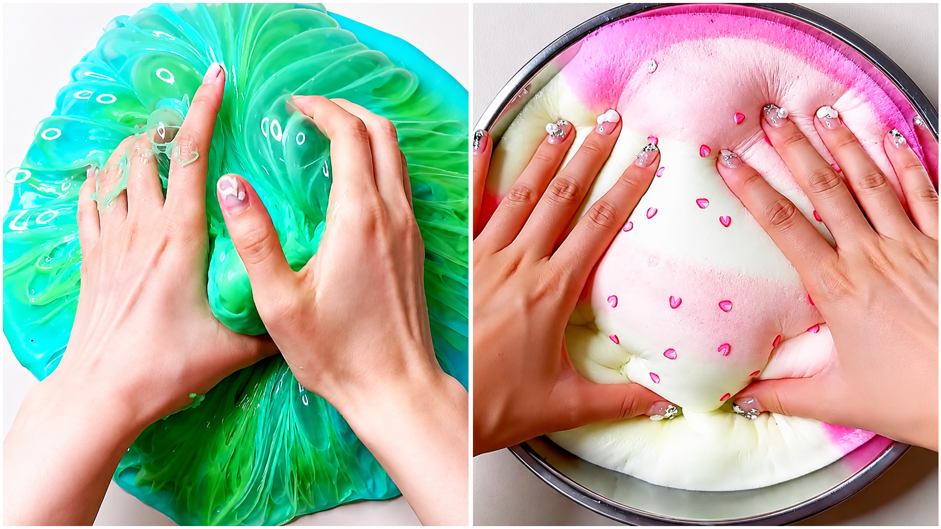Glossy slime stretch and color mixing