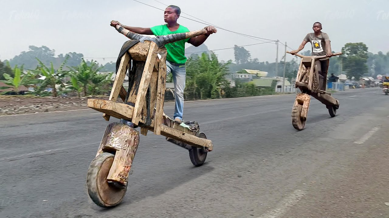 Riding Cheapest Scooters Africa Invented With Wood & Scrap