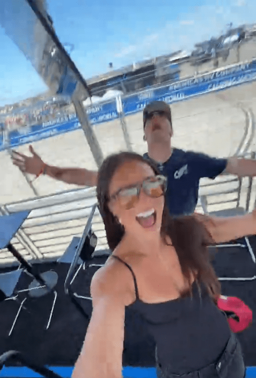 Cooper DeJean, Cowboys cheerleader Abby Summers attend NASCAR race