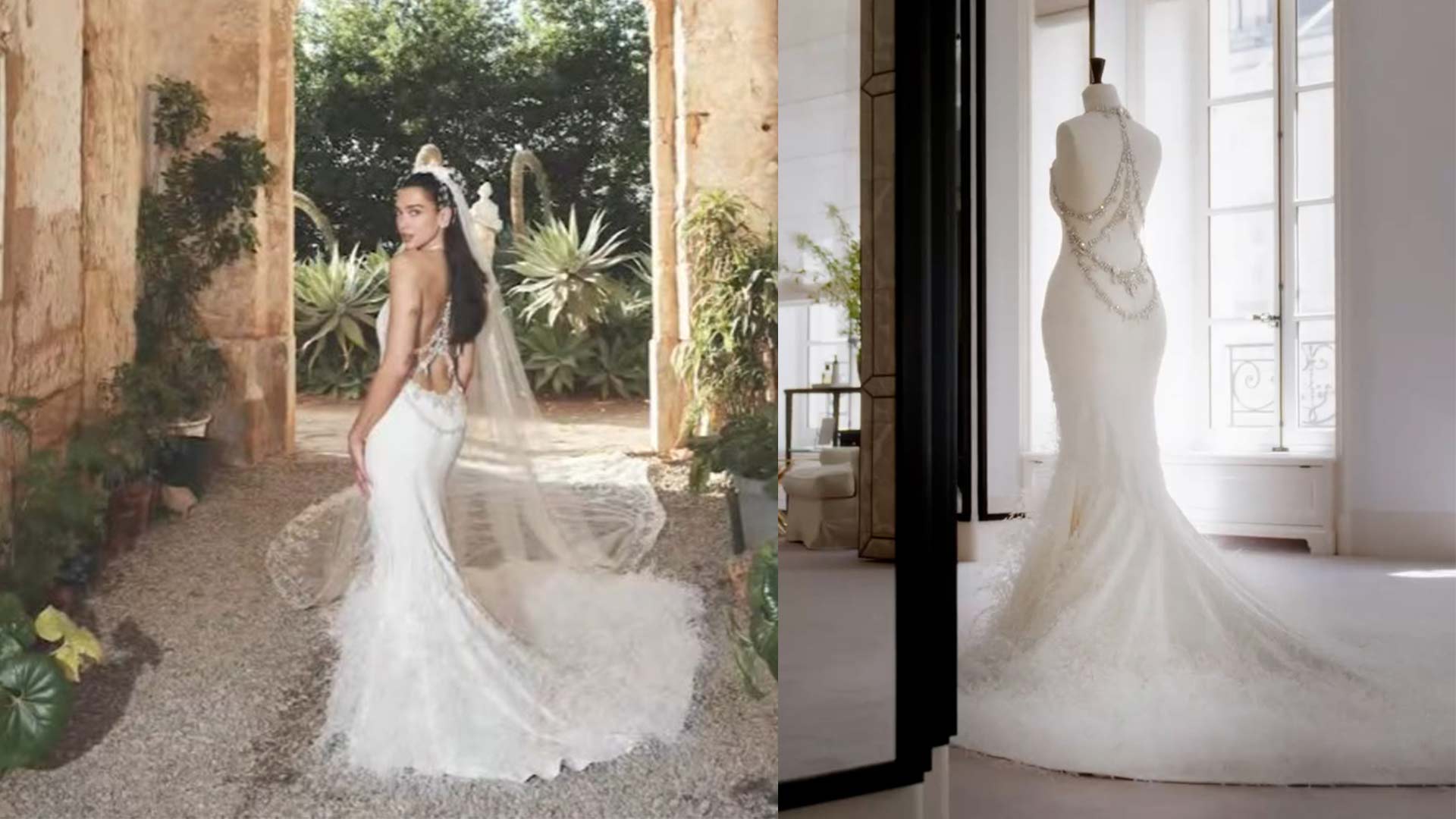 Váy cưới đính 480.000 hạt cườm thêu tay của Dua Lipa trong hôn lễ