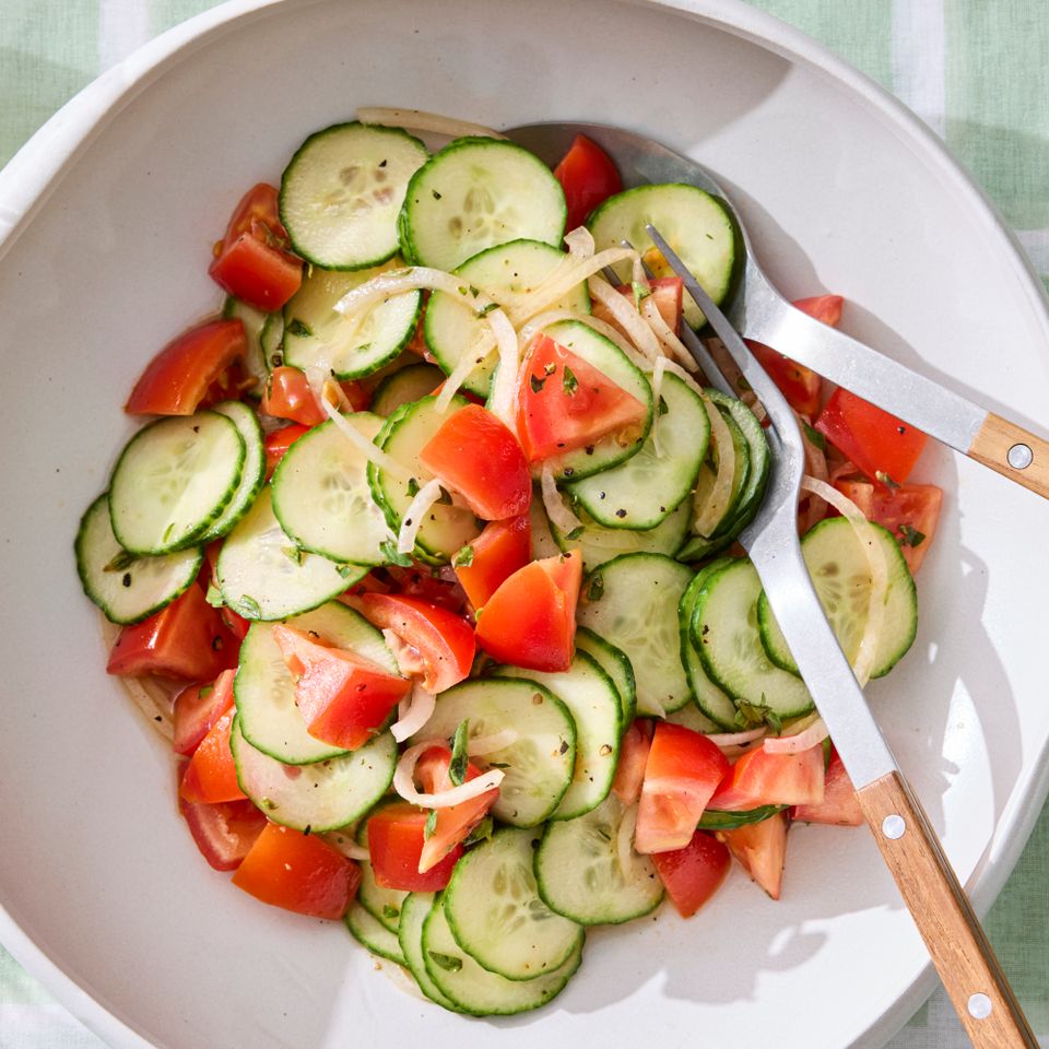 A recipe image of Lebanese Tomato Cucumber Salad.
