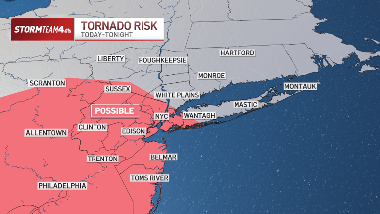 Monday storms could bring isolated tornado, flash flooding to NYC area
