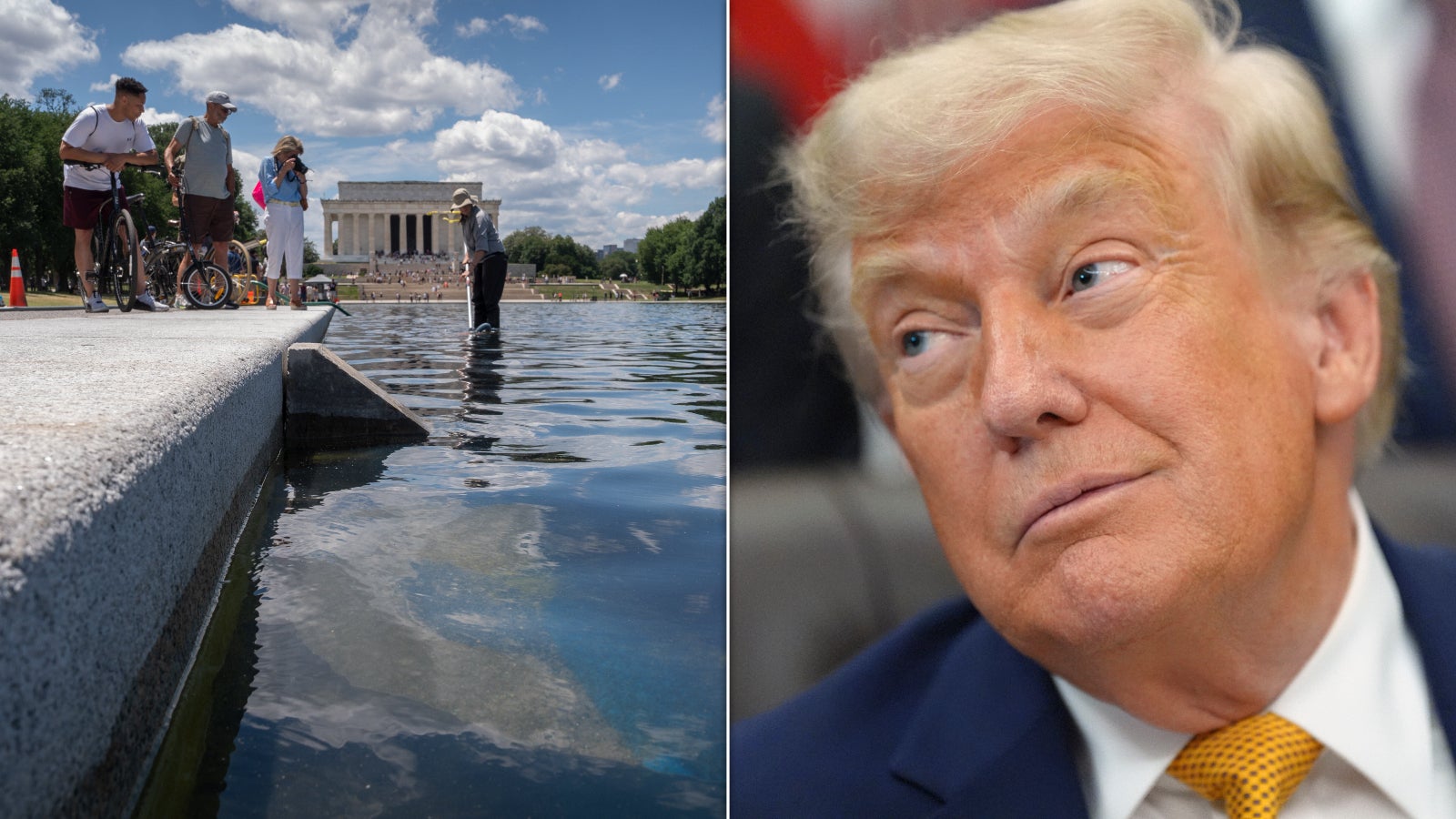 Newest Trump excuse for reflecting pool disaster is by far his wildest yet