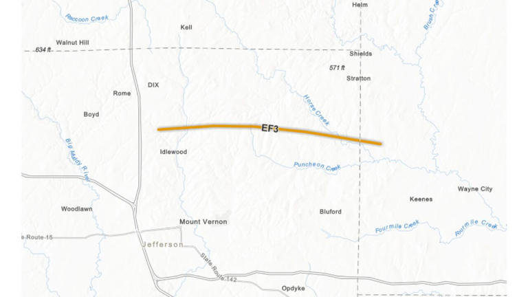 NWS damage survey: EF3 tornado confirmed in Jefferson County, Ill.