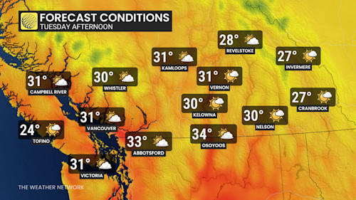 Intense heat continues to build in BC., pattern change on the way