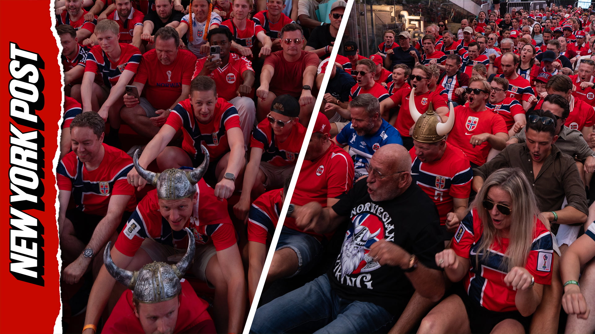 Watch: Norwegian fans swarm NYC performing the 'Viking row'
