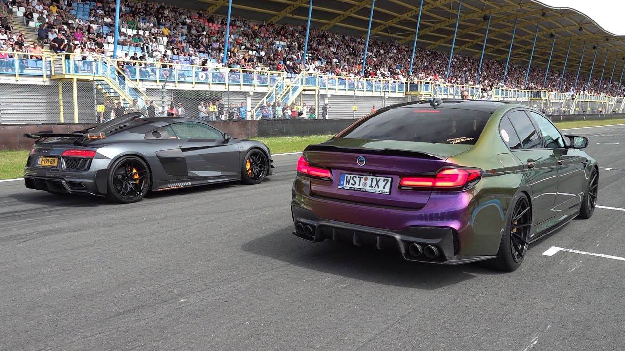 BMW M5 F90 vs Audi R8 V10 drag race