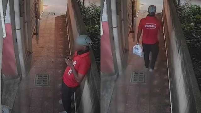 CCTV shows Zomato rider leaving after marking order delivered