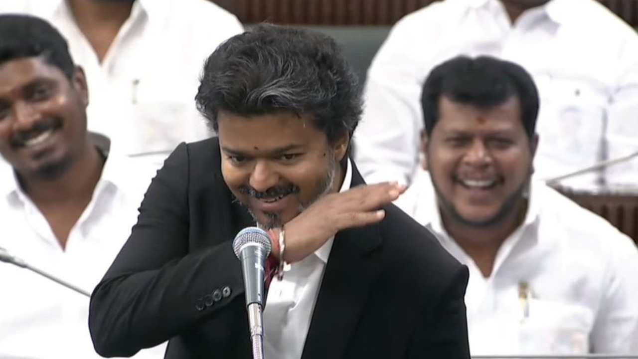 Tamil Nadu CM Vijay ends assembly speech with trademark gesture; fans ...