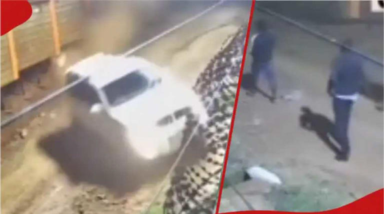 CCTV footage captures chilling moment car loses control, crashes into ...