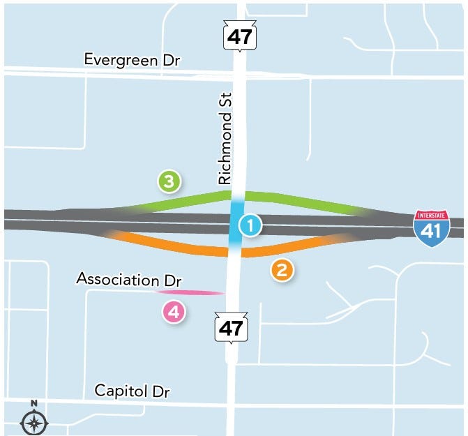 Interstate 41 on, off ramps to close June 29 on Appleton's north side