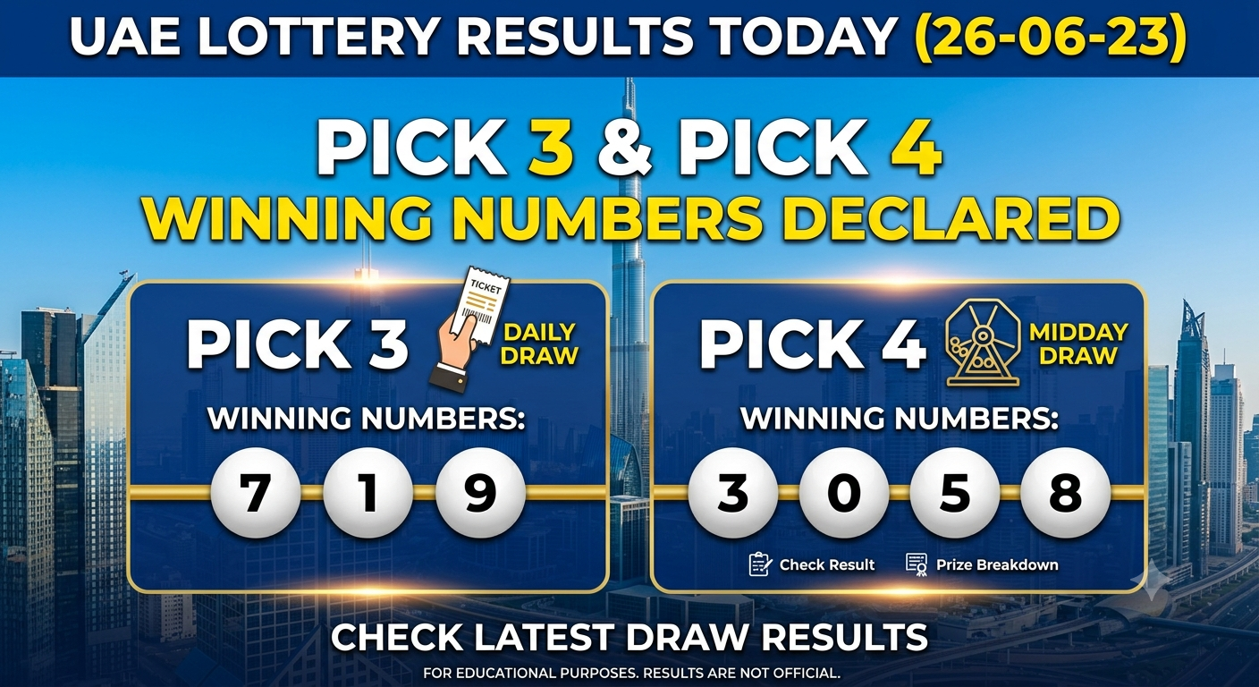 UAE lottery results today (26-06-23): Pick 3 & Pick 4 winning numbers ...