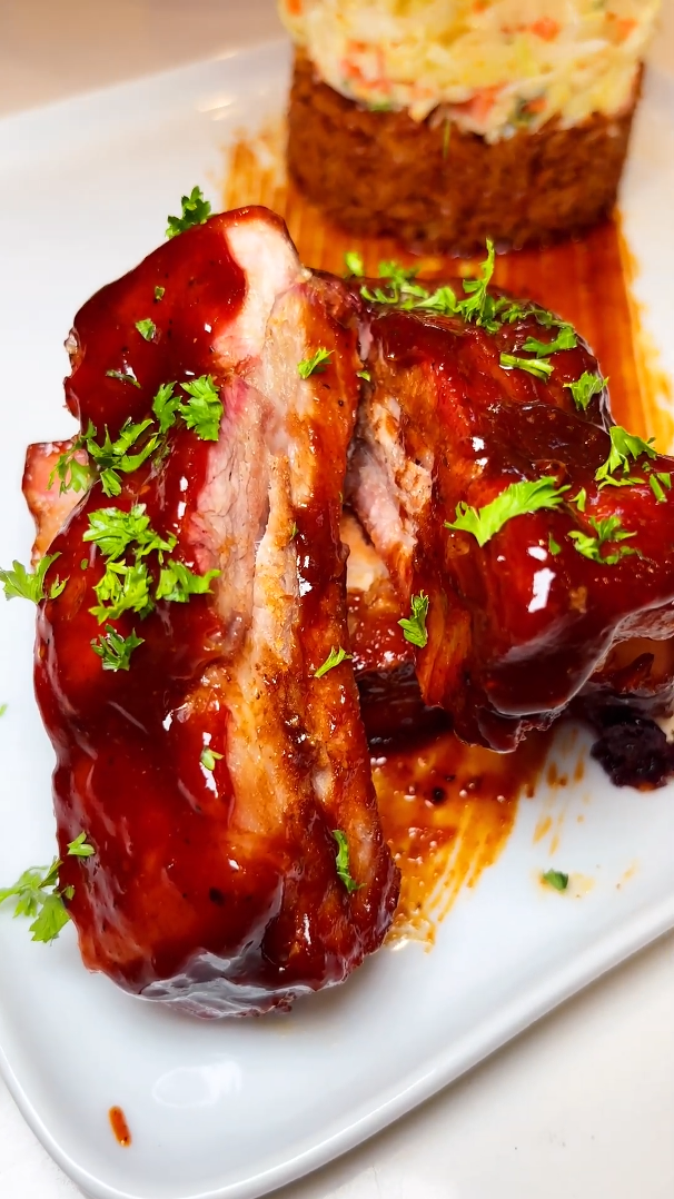 Maple barbecue ribs for a family dinner feast