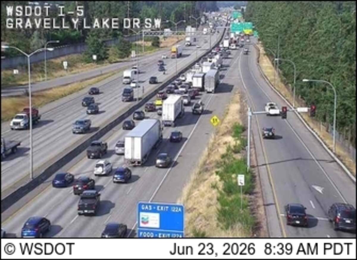 Lanes blocked after collision on Interstate 5 in Lakewood