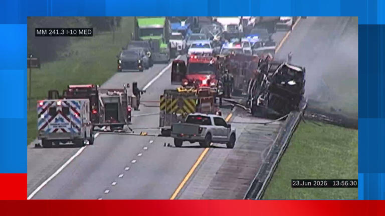 Traffic alert: I-10 west back open in Madison County following vehicle fire