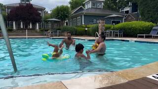 Toddler's pool jump goes wrong