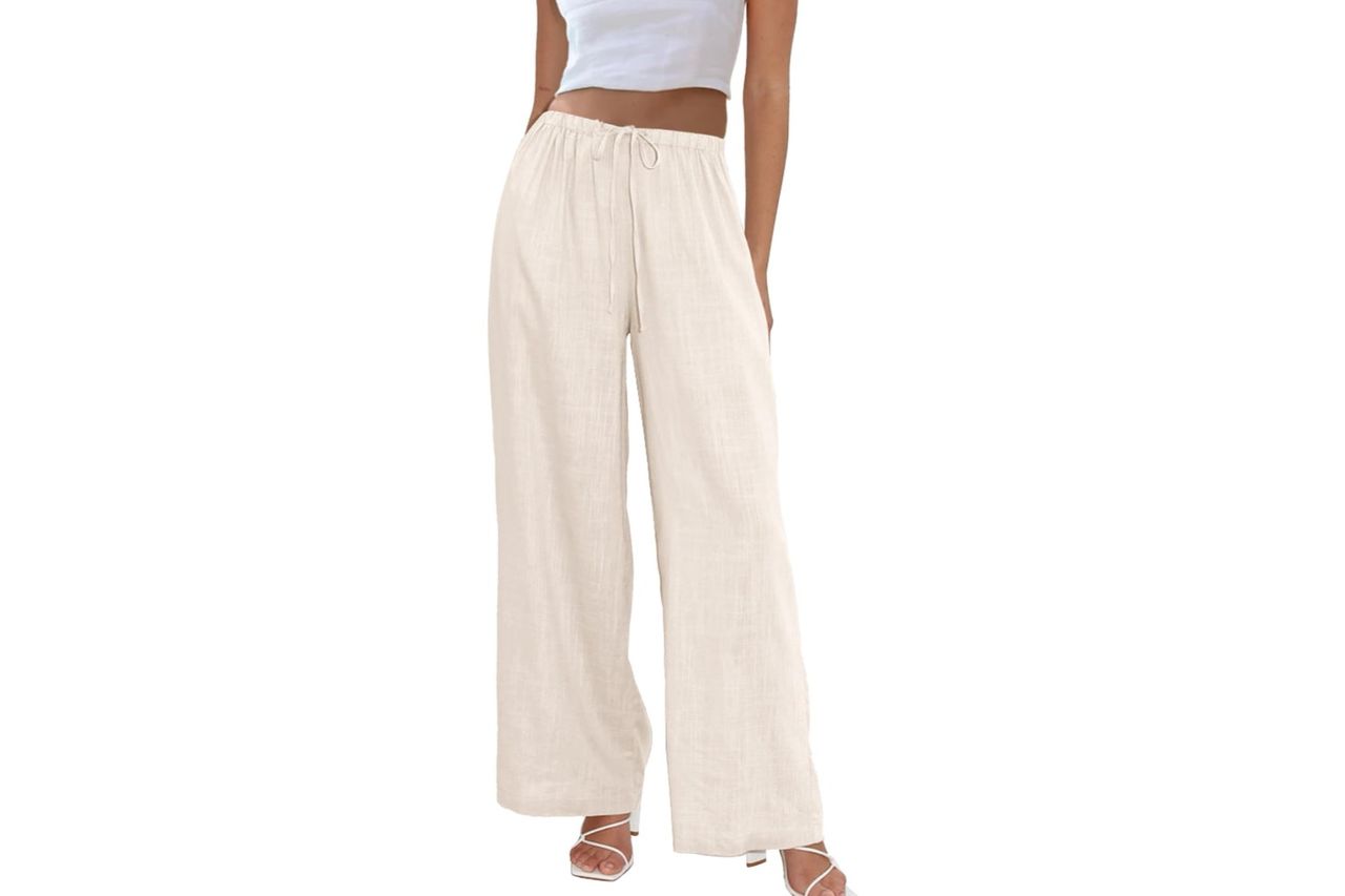 Duyang Womens Cotton Linen Palazzo Pants