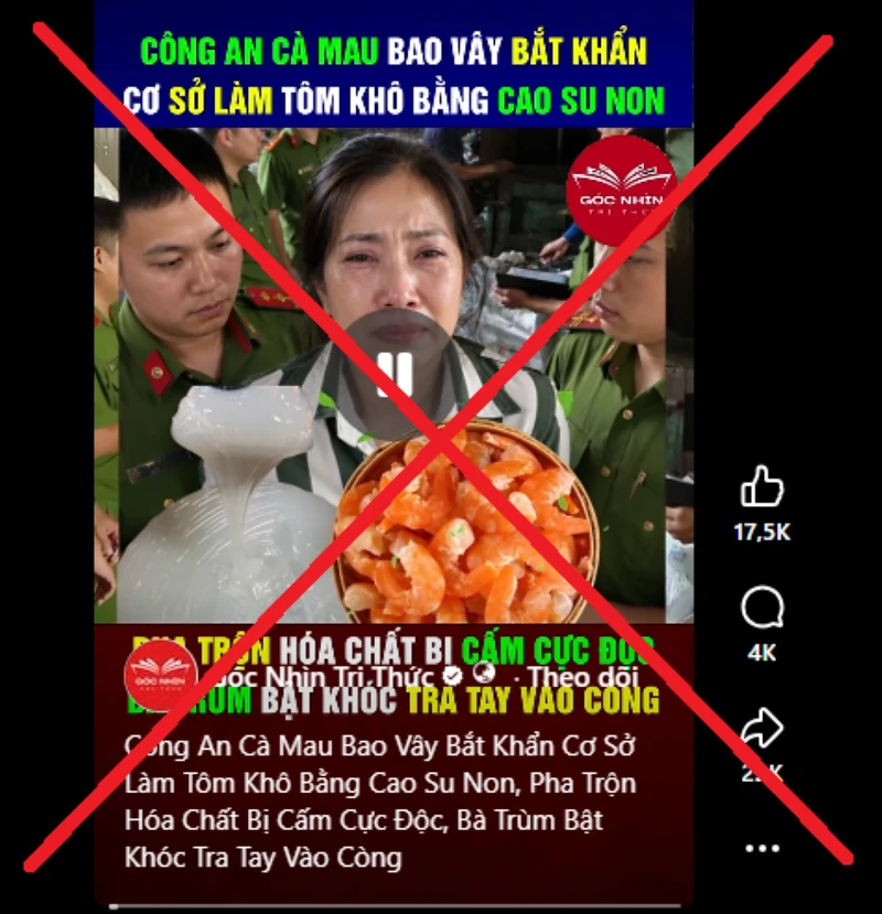 Cà Mau bác tin 'tôm khô làm từ cao su non', công an vào cuộc
