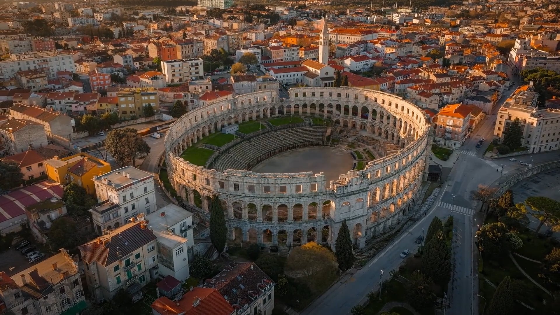 Pula Croatia: Drone footage of the ancient Roman amphitheatre