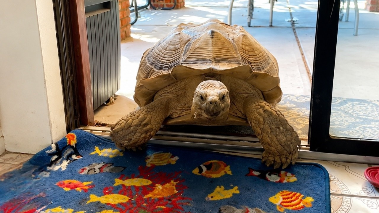 150LBS rescue tortoise lost his mom - until one family became his whole ...