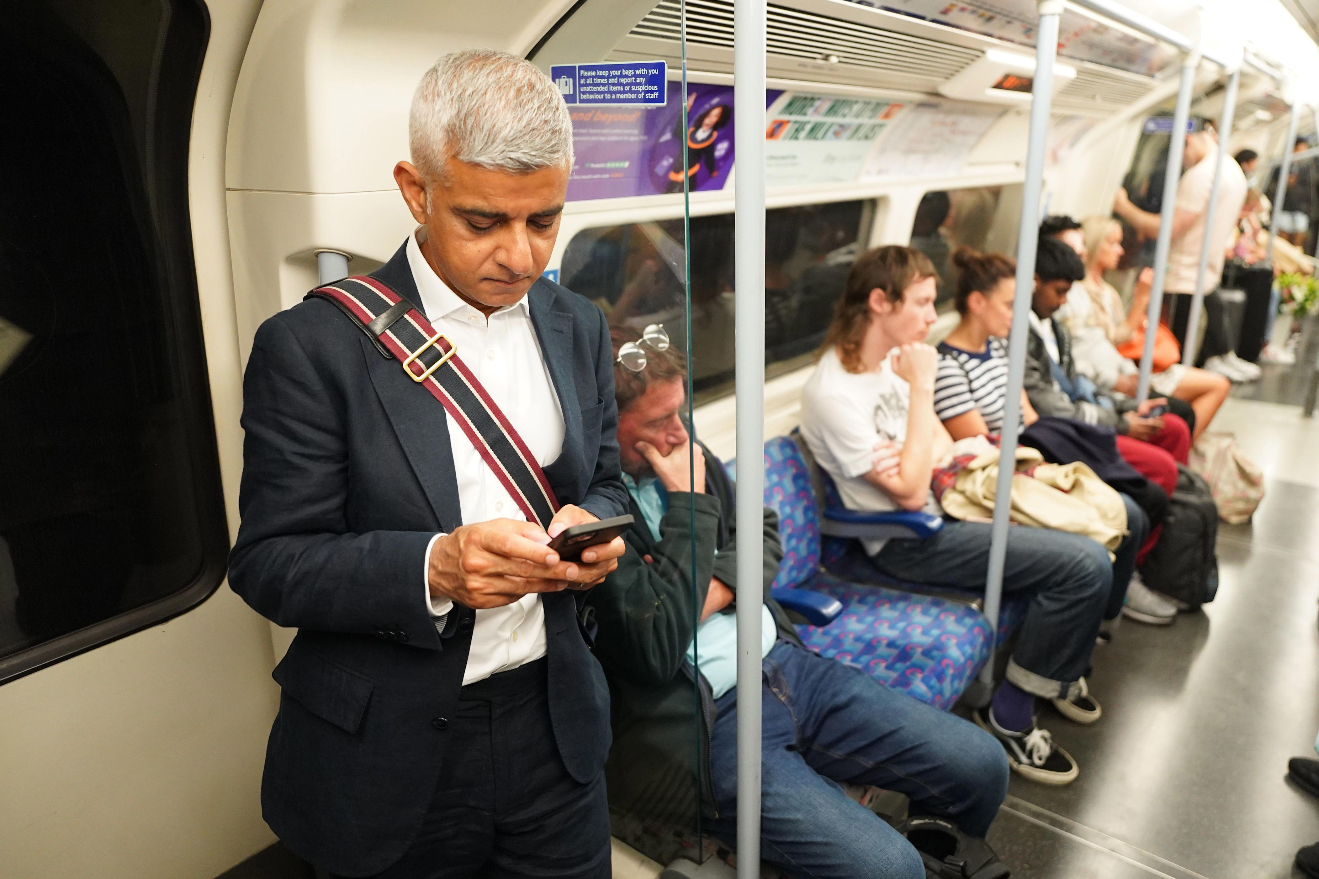 Sir Sadiq Khan on the Tube (PA Wire)