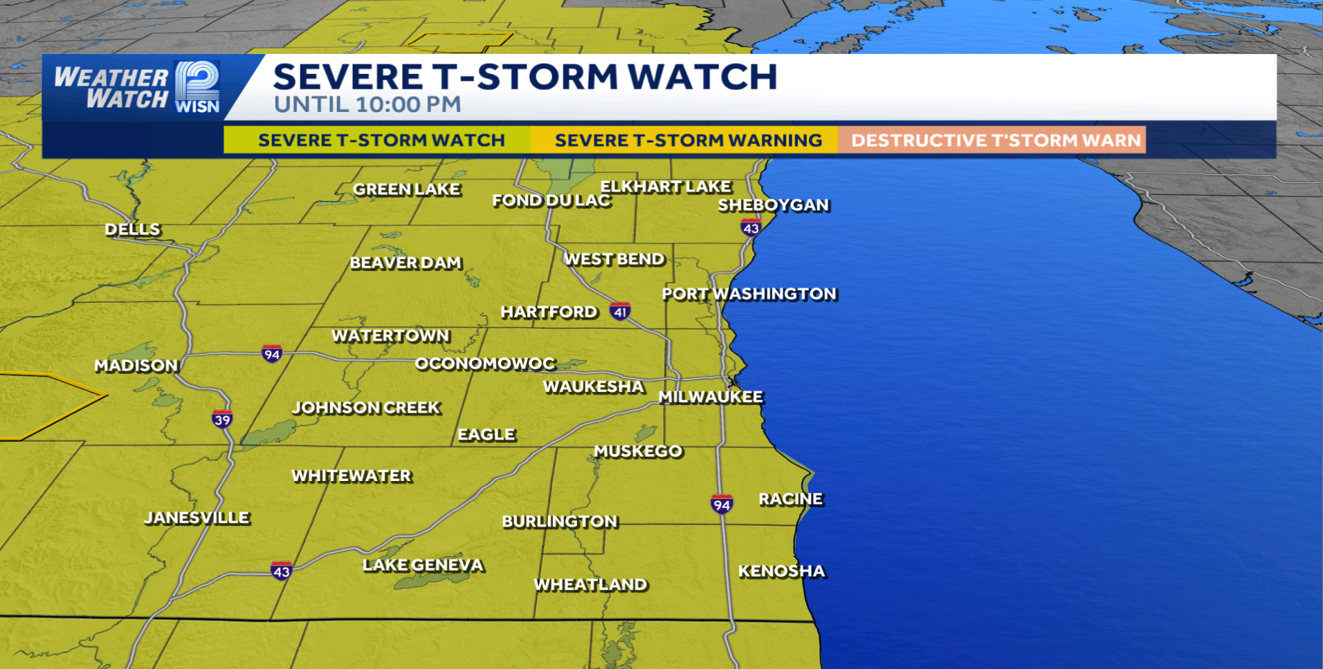 Severe thunderstorm watch issued for southern Wisconsin