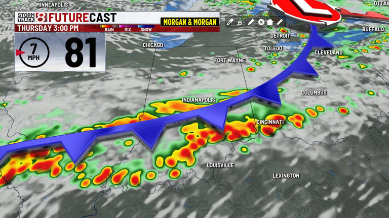 Storms with heavy rain to close out the week, hot & humid next week