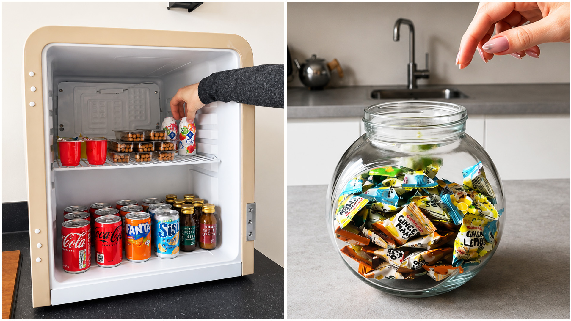 Snack and drink restock with neat storage setup